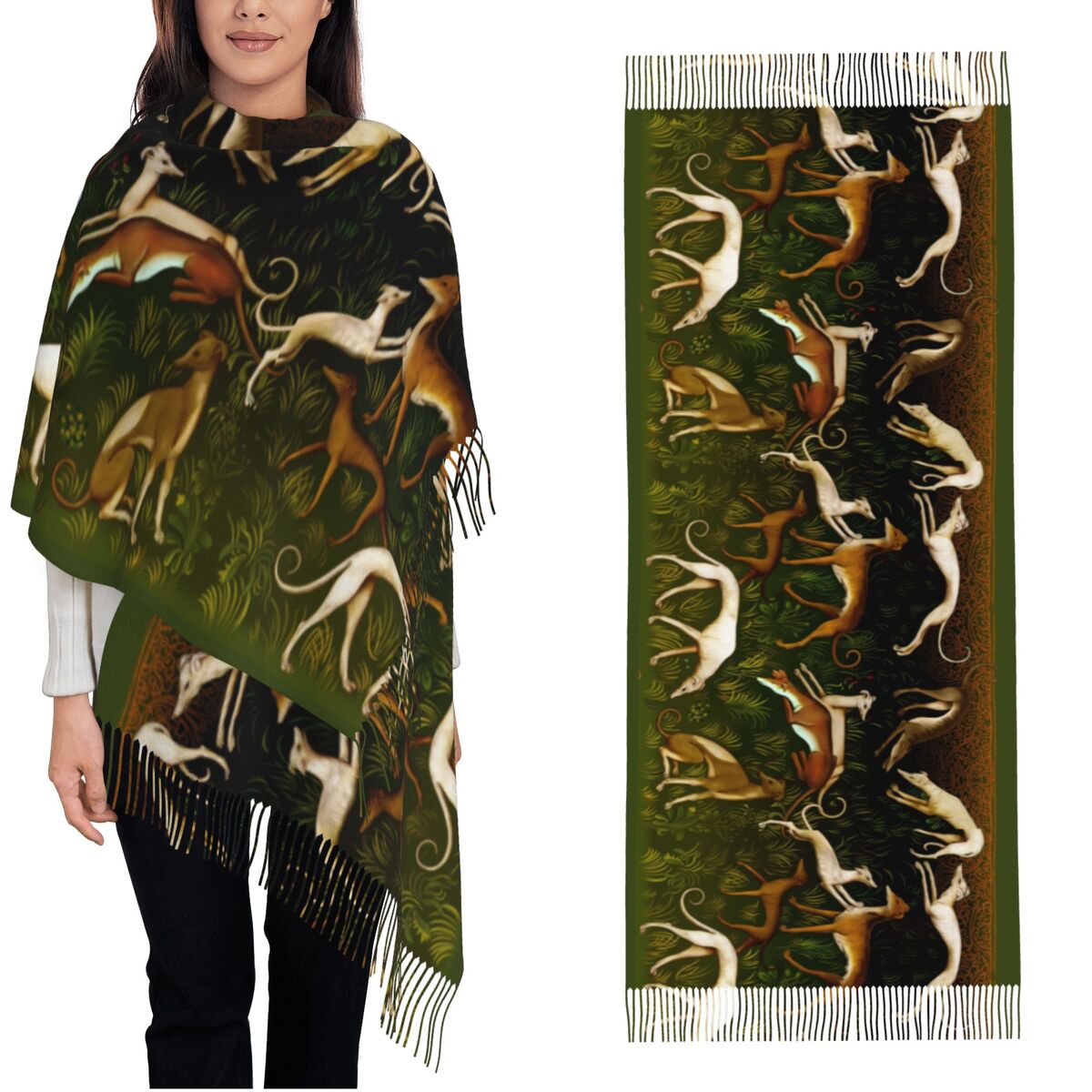 Pashmina Wrap Large - Selendang Greyhound untuk Wanita, Syal Lembut