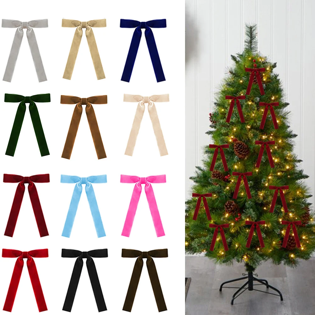 Bow Tie Pre Tied - Aksesoris Pohon Natal 2.5cm Pita Beludru