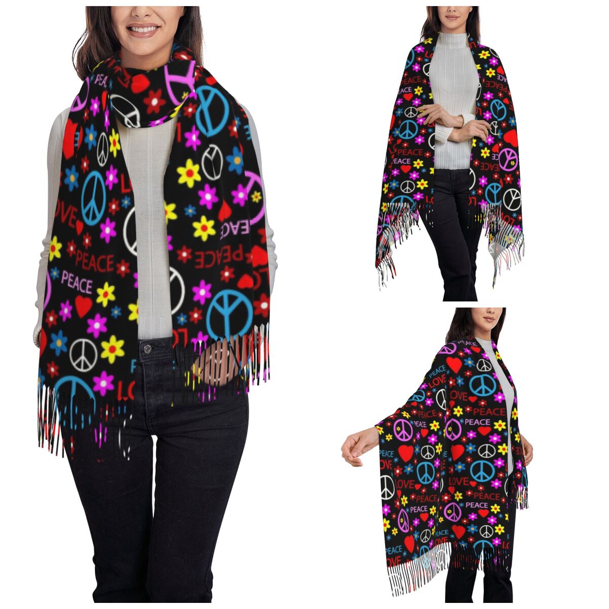 Selendang Pola Cinta Peace For - Pashmina Wrap Large ulasan dan harga