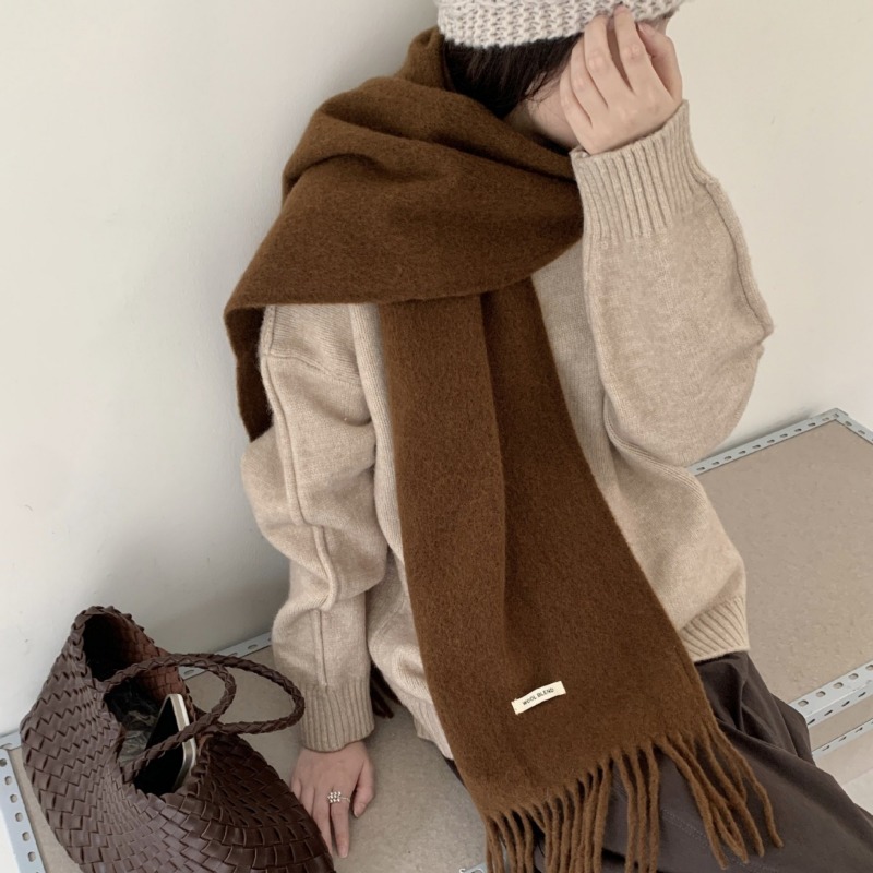 Syal Rumbai Solid Gaya Korea u - Muffler Men Wool ulasan dan harga