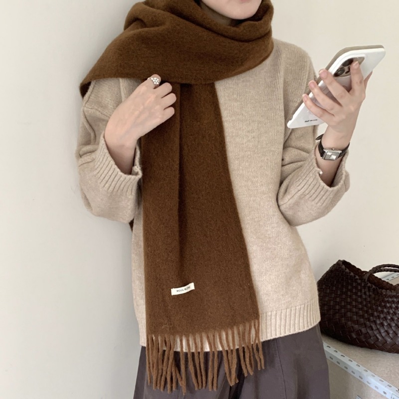 Syal Rumbai Solid Gaya Korea u - Muffler Men Wool ulasan dan harga